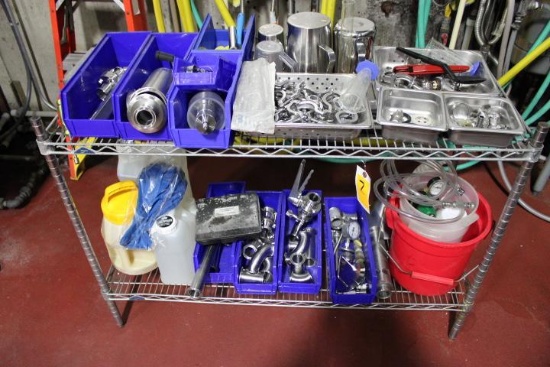 2-SHELF METRO RACK W/CONTENTS - ASSORTED STAINLESS STEEL PIPE FITTINGS