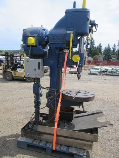Cincinatti Bickford 28'' Drill Press, 220/440v 3-Phase, 25'' T-Slot Table, S/N- 3l505 W/ Jacobs