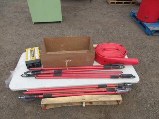 Knaack Jobsite Tool Box, Good Year 4'' 100 Psi Hose, Plastic Table, (8) 3rd Hand Telescoping Poles