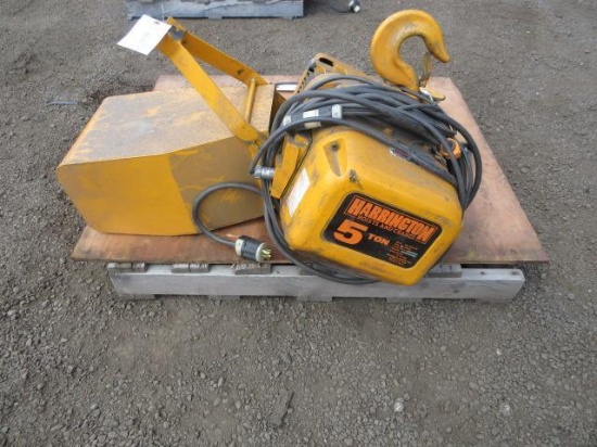 Harrington 5-Ton Electric Hoist W/ Pendant Control
