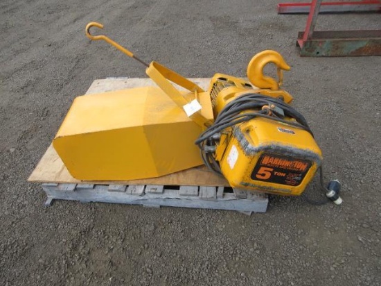Harrington 5-Ton Electric Hoist W/ Pendant Control