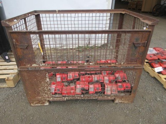 (28) Milwaukee M12/M18 Battery Chargers W/ Steel Crate