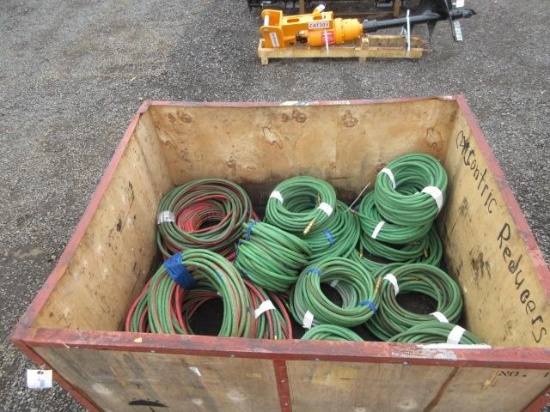 Assorted Oxyacetylene Torch Lines & Gas Lines W/Fittings & Wood Crate