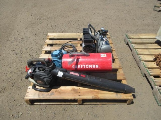 CRAFTSMAN 25CC GAS LEAF BLOWER, CRAFTSMAN PROPANE HEATER, & CALIFORNIA AIR TOOLS COMPRESSOR