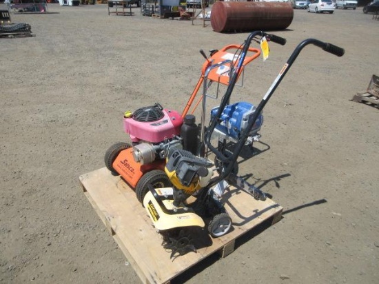 GRACO PAINT PUMP, CUB CADET GAS TILLER, & SALSCO GAS WALK-BEHIND TRIMMER