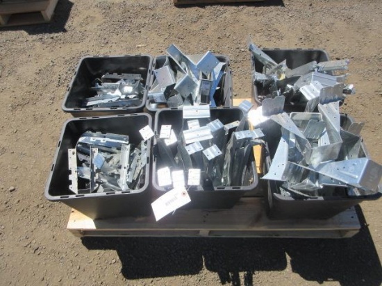 (6) TOTES OF ASSORTED SIZE SIMPSON STRONG-TIE GALVANIZED TOP FLANGE JOIST HANGERS