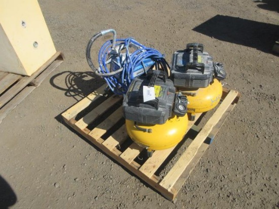 (2) 6-GAL AIR COMPRESSORS W/ GRACO ULTRA 395 PAINT PUMP