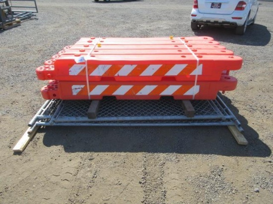 (2) 8' CHAIN LINK FENCE SECTIONS, & (10) BARRICADES