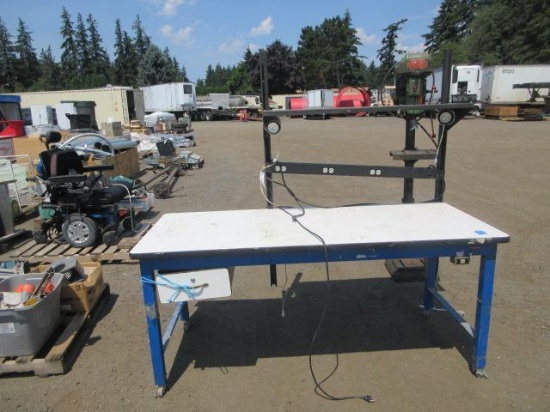 6' X 30'' X 71'' WORK BENCH ON CASTERS W/ POWER STRIP & LIGHTS