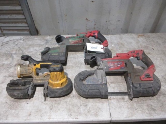 (2) CORDLESS MILWAUKEE & (1) DEWALT CORDLESS PORTABLE BANDSAWS