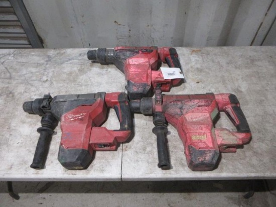 (3) CORDLESS MILWAUKEE HAMMER DRILLS