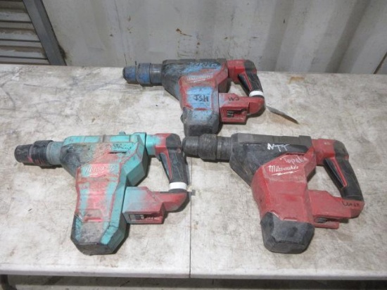 (3) CORDLESS MILWAUKEE HAMMER DRILLS