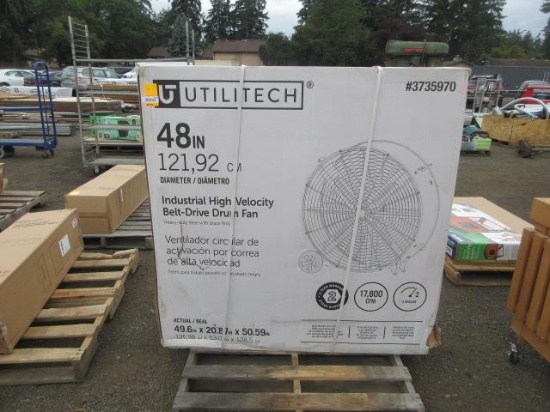 48'' UTILITECH INDUSTRIAL HIGH-VELOCITY BELT-DRIVE DRUM FAN (UNUSED)