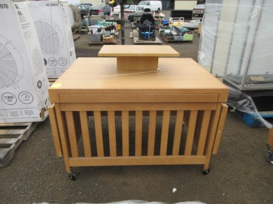 48'' X 36'' X 40'' WOOD DISPLAY TABLE W/ FOLDING SHELVES