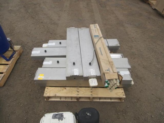 ASSORTED FLUORESCENT LIGHT FIXTURES & FLUORESCENT LIGHT BULBS
