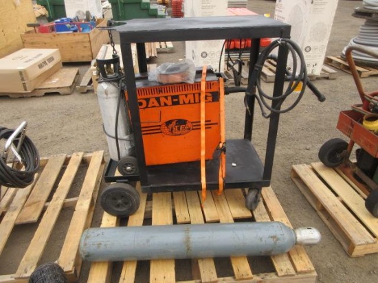 DAN-MIG 200 ARC WELDER W/ (2) GAS BOTTLES & CART