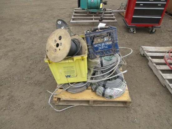 ASSORTED EXTERIOR WALL MOUNT LIGHTS, ELECTRICAL WIRE, CONDUIT, POWER BOXES & HARDWARE