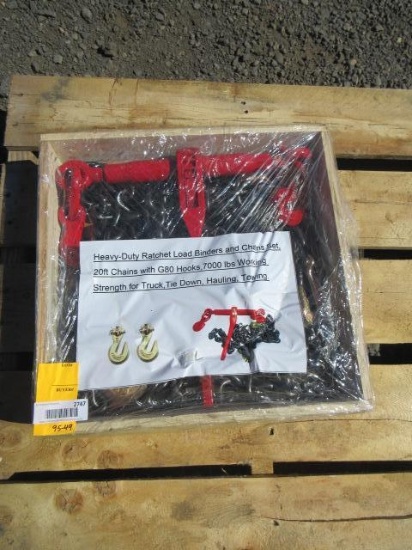 HEAVY DUTY RATCHET BINDER W/ 20' CHAIN & G80 HOOKS (UNUSED)