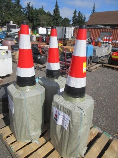 (60) FLUORESCENT SAFETY CONES (UNUSED)