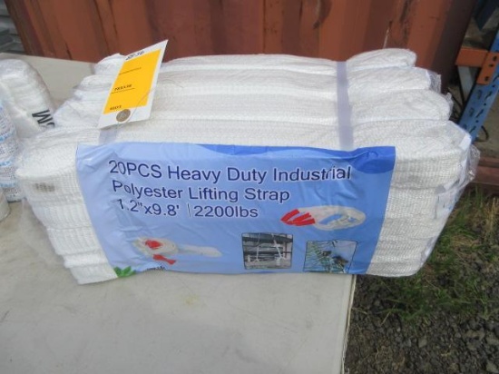 (20) 1.2'' X 9.8' HEAVY DUTY 2200LB POLYESTER LIFTING STRAPS (UNUSED)