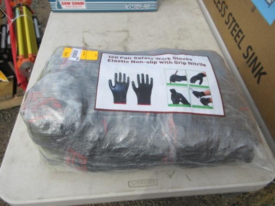 (120) PAIRS OF ELASTIC NITRILE WORK GLOVES (UNUSED)