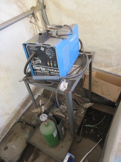 CLARKE TURBOWELD 100EN WELDER ON CART W/ LEAD & GUN