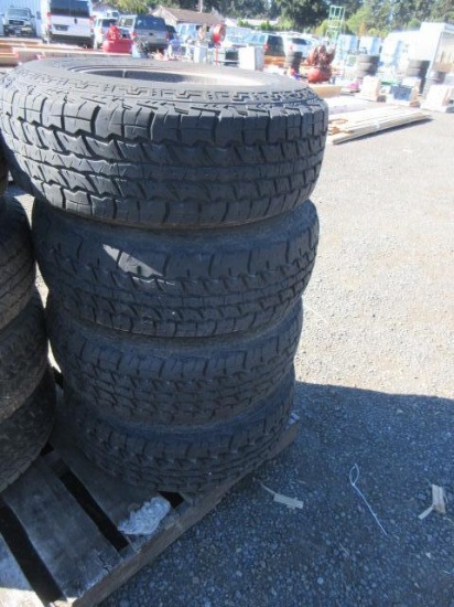 (4) KENDA KLEVER AT LT235/75R15 TIRES ON 5-LUG WHEELS