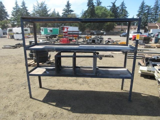 8' STEEL SHELVING UNIT & 2' SHOP CART