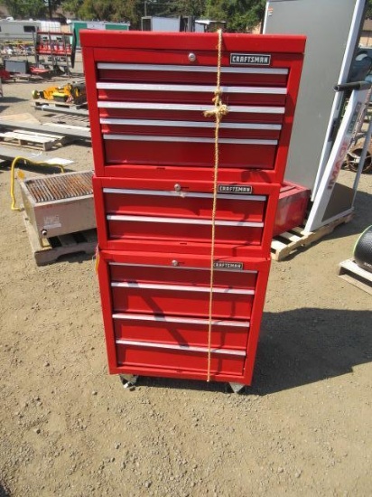 CRAFTSMAN 4-DRAWER ROLLING TOOL CHEST & (2) & (5) DRAWER TOOLBOXES W/ ASSORTED TOOLS