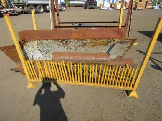 83'' X 64'' STEEL MATERIAL RACK W/ ASSORTED STEEL PLATES, CHANNEL, & PIPE