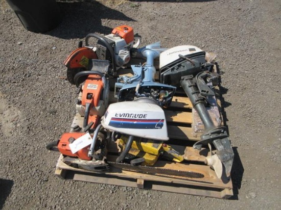 (2) OUTBOARD BOAT MOTORS, (2) STIHL GAS CHAINSAWS, & STIHL TS360 GAS CONCRETE SAW *OPERATING