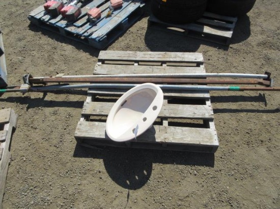(3) 7' BAR CLAMPS & PORCELAIN SINK
