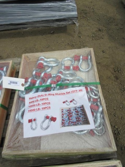 2026 HEAVY DUTY D-RING SHACKLE SET-(10) 4400LB, (10) 10500LB & (10) 14500LB SHACKLES (UNUSED)