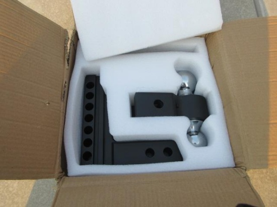 ALUMINUM DROP HITCH W/ FLIP OVER BALL, 2 5/16'' & 2'' BALLS W/ PINS & KEYS (UNUSED)