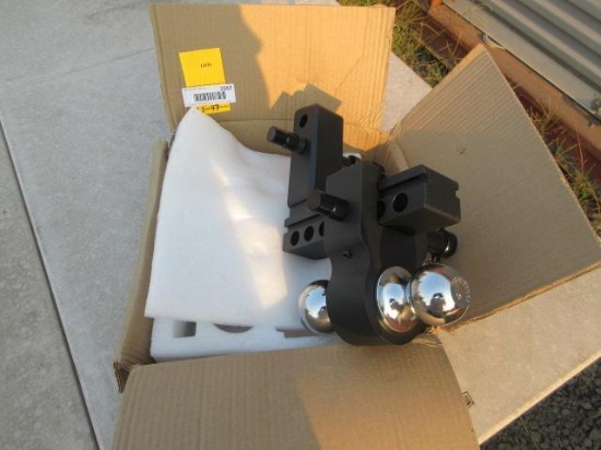 ALUMINUM DROP HITCH W/ FLIP OVER BALL, 2 5/16'' & 2'' BALLS W/ PINS & KEYS (UNUSED)