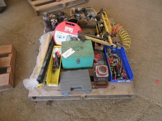 (4) PANAVISE VISES, DESTACO CLAMPS, EVERCRAFT PNEUMATIC HAMMER, CRAFTSMAN CORDED POLISHER, POWER