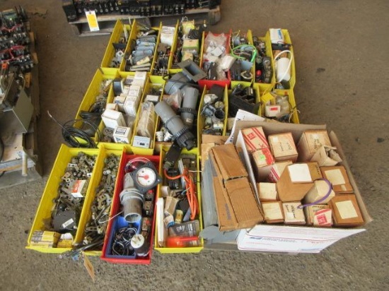 ASSORTED ELECTRICAL CONTACTS, MECHANICAL CLAMPS, SWITCHES, BUTTONS, CONNECTORS & HARDWARE