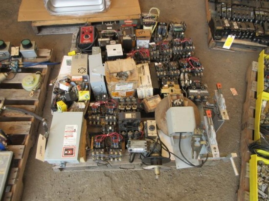 ASSORTED MOTOR CONTACT ASSEMBLIES, SAFETY SWITCHES, TRANSFORMERS, & CONTROL UNITS