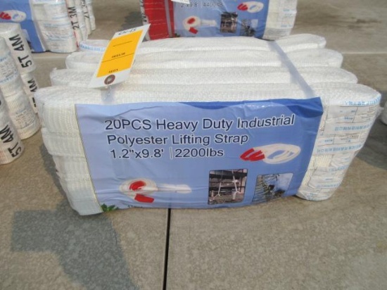 (20) 1.2'' X 9.8' HEAVY DUTY POLYESTER LIFTING STRAPS, 2200LB (UNUSED)