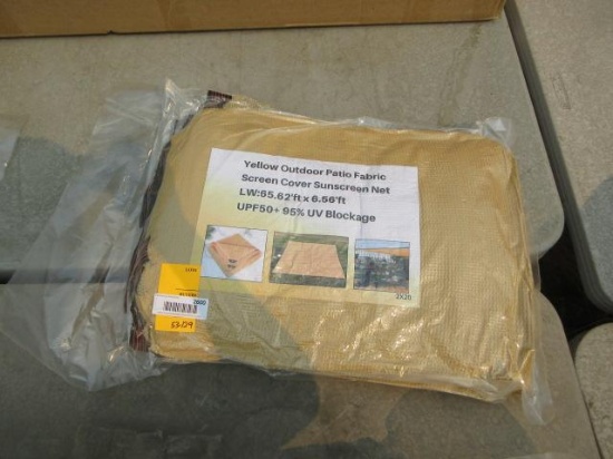 65.62' X 6.56' YELLOW OUTDOOR FABRIC SCREEN COVER (UNUSED)