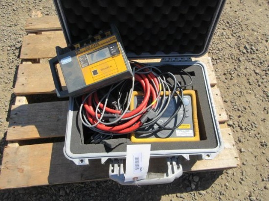FLUKE 1735 POWER LOGGER ANALYST, MEGGER IDEAL 61-788 EARTH ELECTRODE TESTER W/ PELICAN CASE