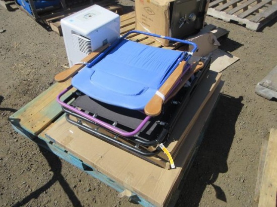 (3) UNUSED RECTANGULAR MIRRORS, PERFECT AIRE DEHUMIDIFIER, PORTABLE CAMPING COT & (2) OUTDOOR LOU...