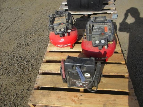 PORTER CABLE & CRAFTSMAN 6-GALLON 150 PSI AIR COMPRESSORS & X-FORCE JUMP BOX