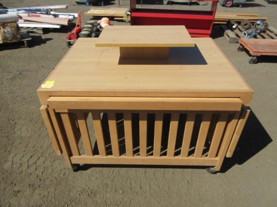48'' X 36'' X 40'' WOOD DISPLAY TABLE W/ FOLDING SHELVES