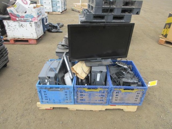 ASSORTED MONITORS, PRINTERS, POS CARD READERS, KEYBOARDS, MOUSES, LAPTOPS & MISCELLANEOUS CORDS