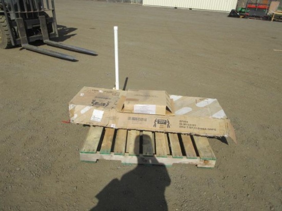 POLE STAND W/ BASE, PORTABLE GRILL SET (UNUSED) & BED FRAME (UNUSED)