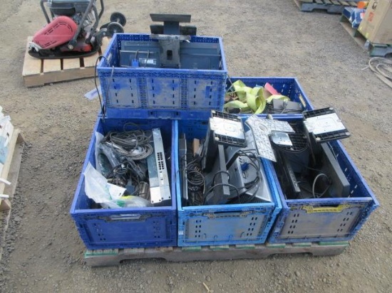 ASSORTED COMPUTER MONITORS, KEYBOARDS, PRINTERS, OFFICE PHONE SET & MISCELLANEOUS OFFICE SUPPLIES