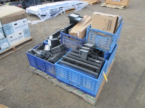 ASSORTED COMPUTER MONITORS, KEYBOARDS, SPEAKERS & OFFICE PHONES