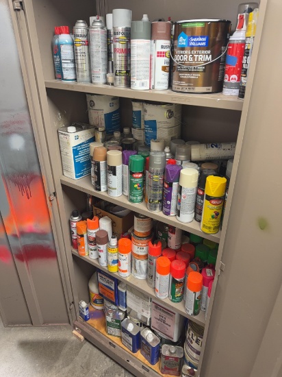 4-Shelf Metal Cabinet W/Contents - Assorted Paints