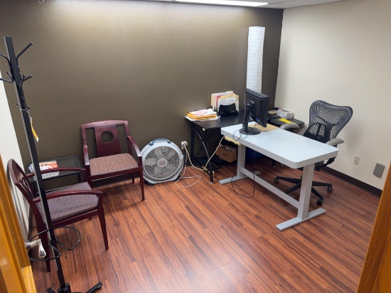Contents Of Office - Adjustable Desk, Chairs, Computer Monitor